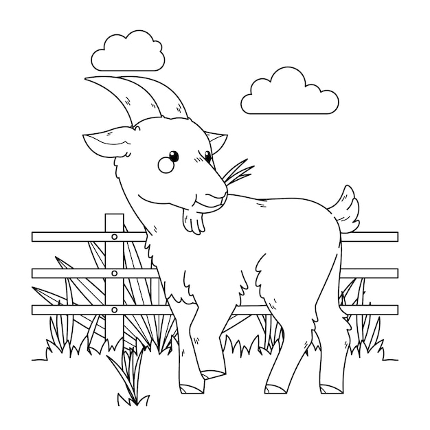 Hand drawn goat outline illustration