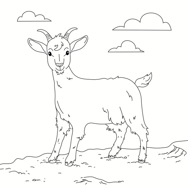 Нарисованная рукой иллюстрация контура козы