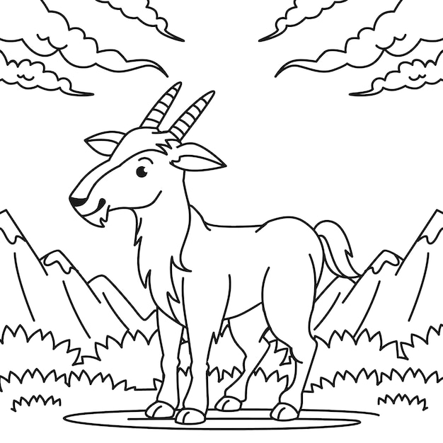 Hand drawn goat outline illustration