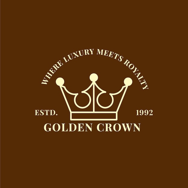 Modello di logo corona d'oro disegnato a mano