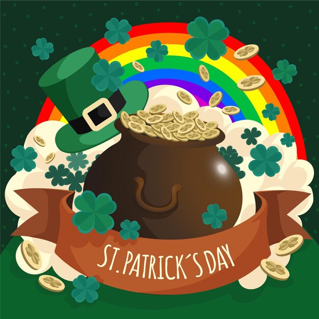 Hand drawn golden coins st. patrick's day