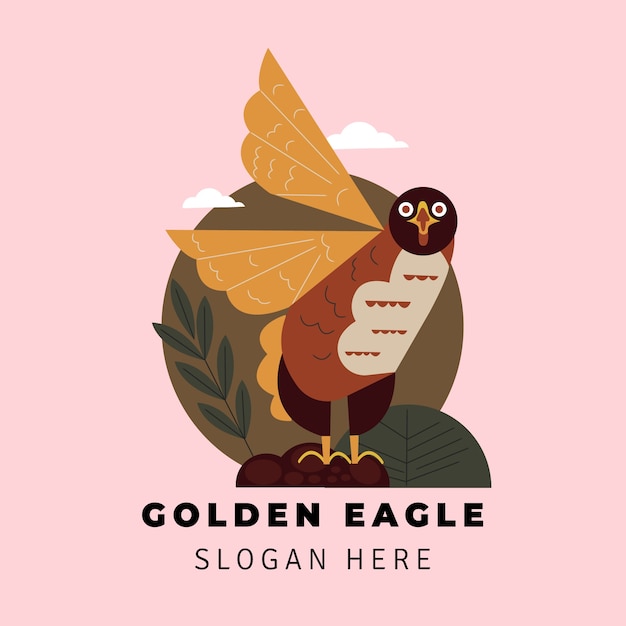 Free vector hand drawn golden eagle logo template