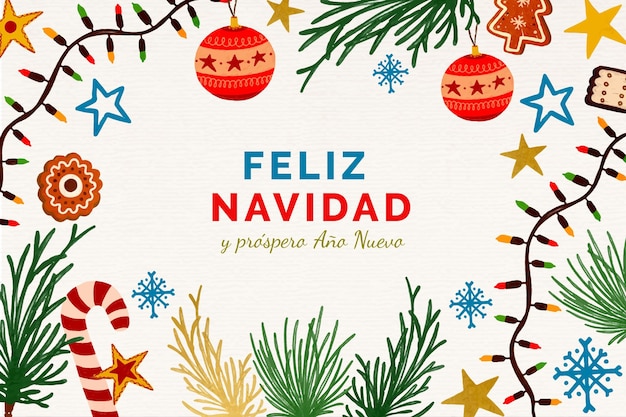 Hand drawn golden feliz navidad