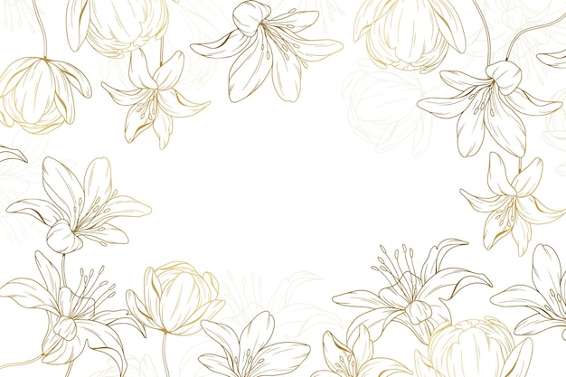 Hand drawn golden floral background