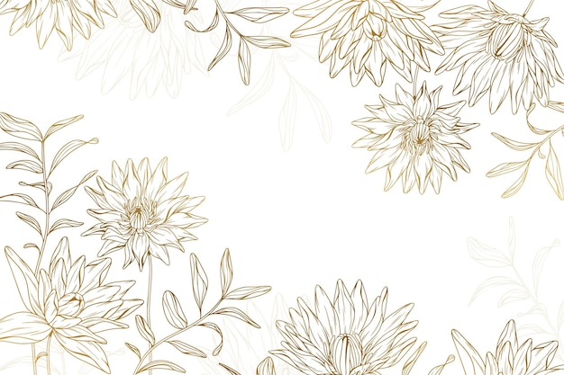 手描きの黄金の花の背景