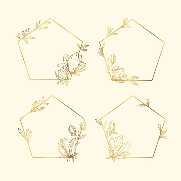 Free vector hand drawn golden leaves frame