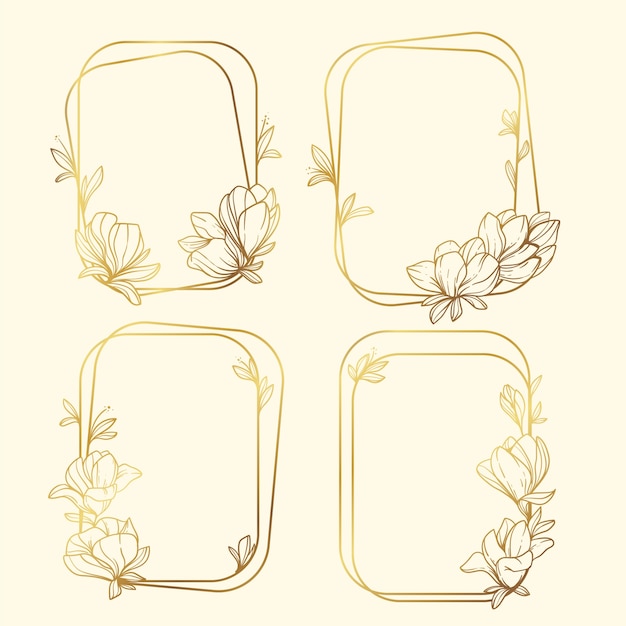 Hand drawn golden leaves frame