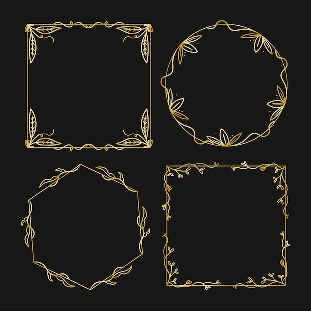 Free vector hand drawn golden leaves frame