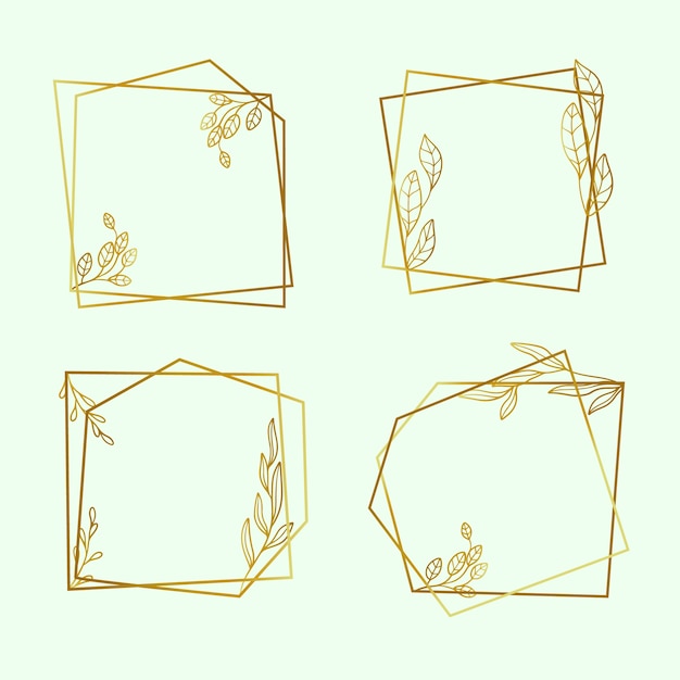 Hand drawn golden leaves frame