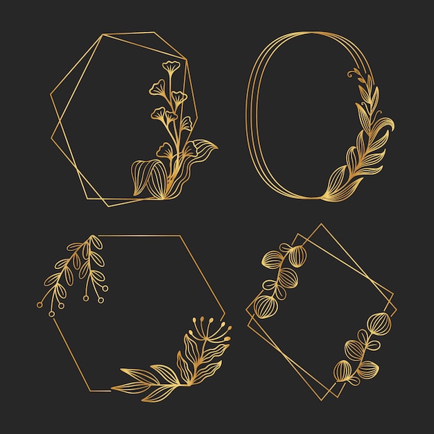 Free vector hand drawn golden leaves frame