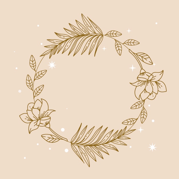 Free vector hand drawn golden leaves frame