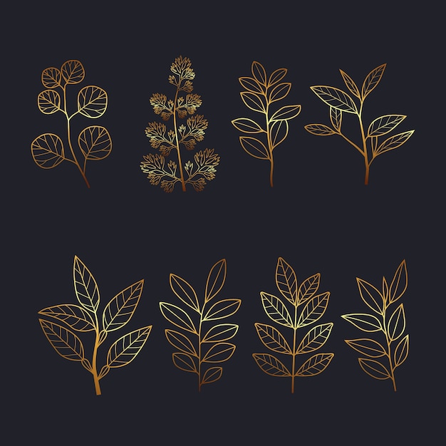 Free vector hand drawn golden leaves illustration