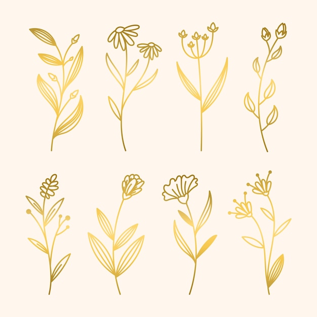 Free vector hand drawn golden leaves illustration