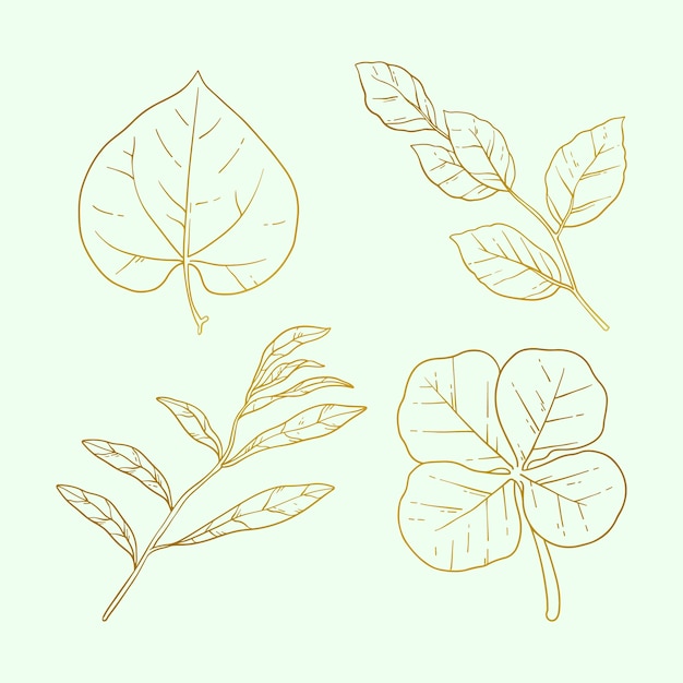 Free vector hand drawn golden leaves illustration