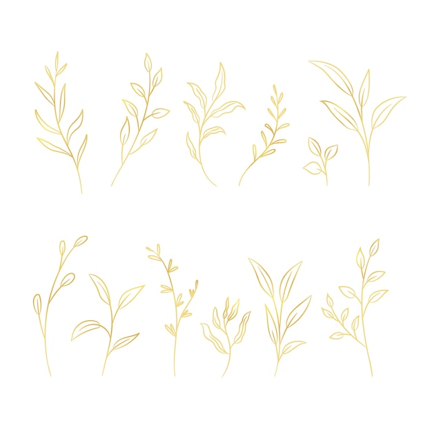 Free vector hand drawn golden leaves illustration