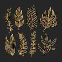 Бесплатное векторное изображение Нарисованная рукой иллюстрация золотых листьев