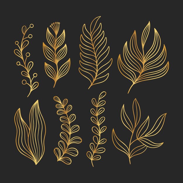 hand drawn golden leaves illustration