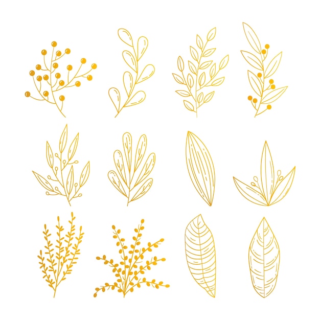 Free vector hand drawn golden leaves illustration