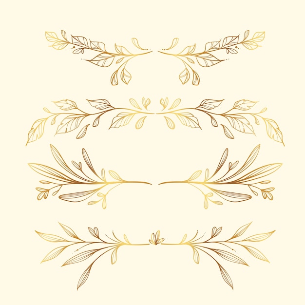 手描きの黄金の葉の飾り