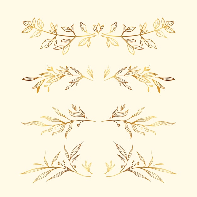 Ручной обращается золотые листья орнамент