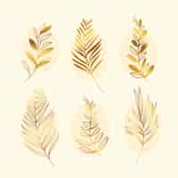 Free vector hand drawn golden leaves ornament