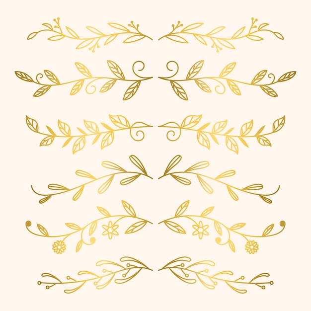 Free vector hand drawn golden leaves ornament