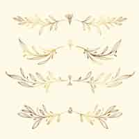 Free vector hand drawn golden leaves ornament