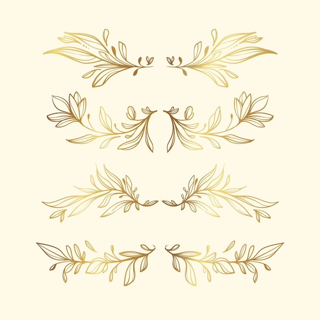 Free vector hand drawn golden leaves ornament