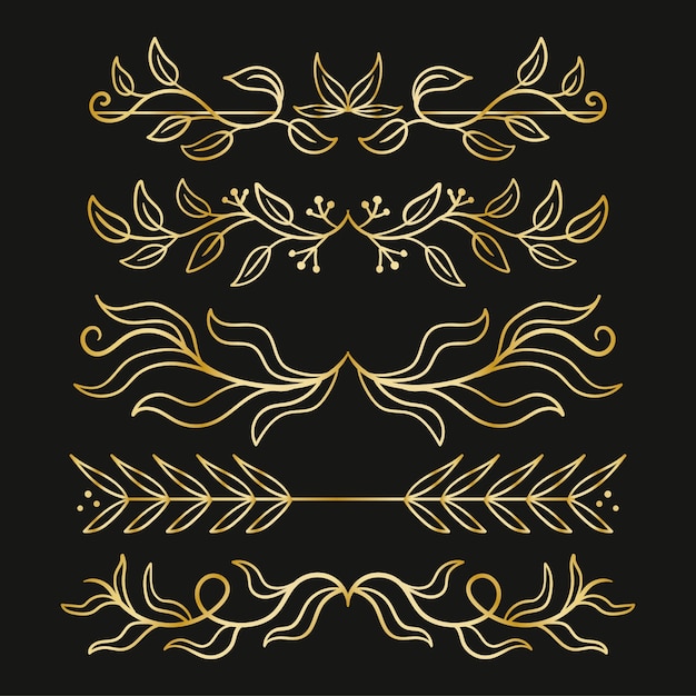 Free vector hand drawn golden leaves ornament