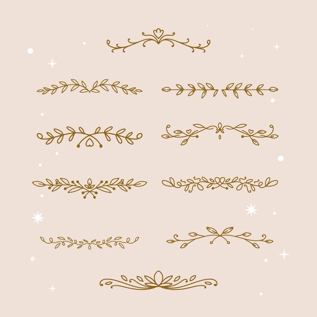 Free vector hand drawn golden leaves ornaments