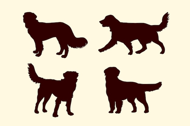 Free Vector hand drawn golden retriever silhouette