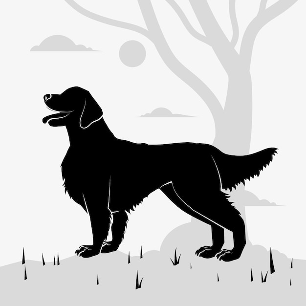 Vettore gratuito silhouette di golden retriever disegnata a mano