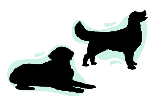 Vettore gratuito silhouette di golden retriever disegnata a mano