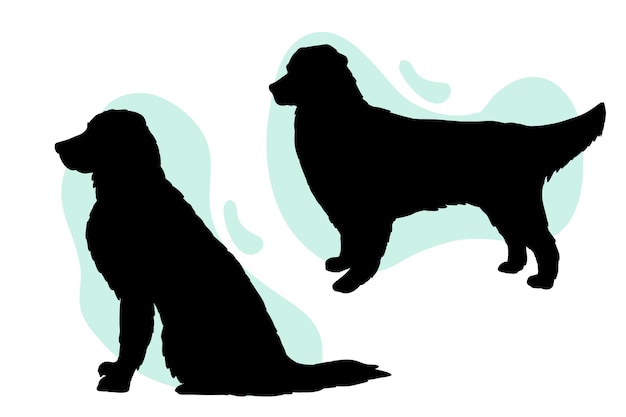 Vettore gratuito silhouette di golden retriever disegnata a mano