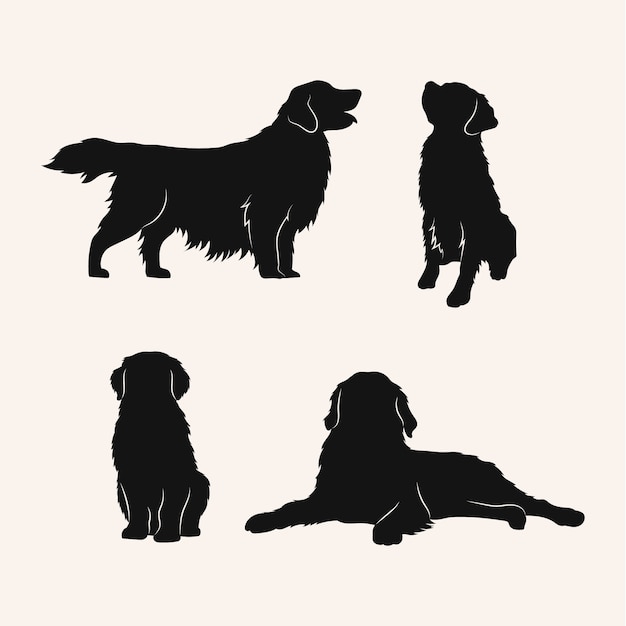 Vettore gratuito silhouette di golden retriever disegnata a mano