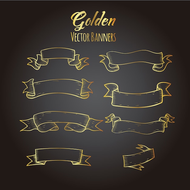 Free vector hand drawn golden ribbon collectio