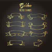 Free vector hand drawn golden ribbon collectio