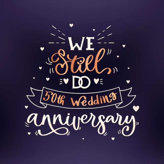 Free vector hand drawn golden wedding anniversary lettering