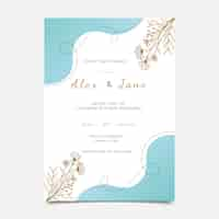 Free vector hand drawn golden wedding invitation template