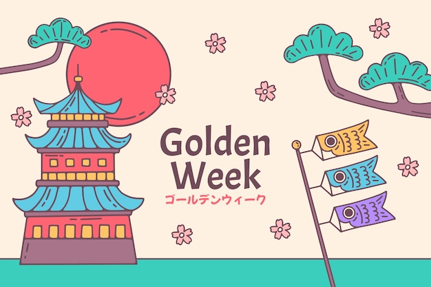 Free vector hand drawn golden week background