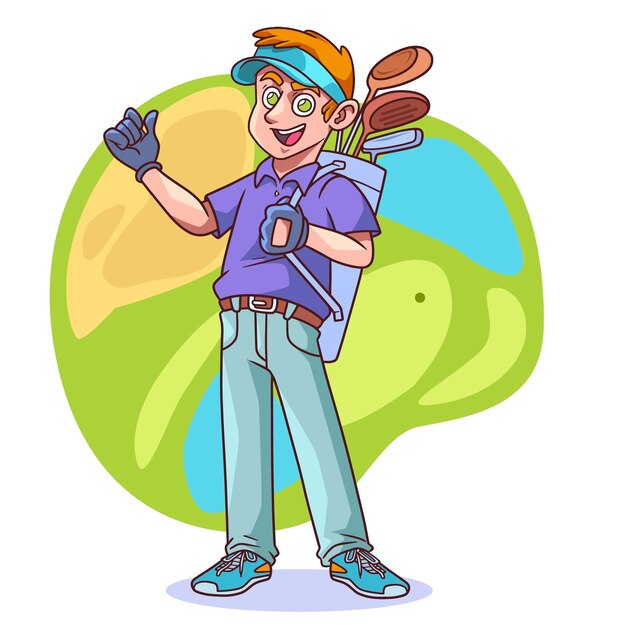 Hand drawn golf cartoon illustration