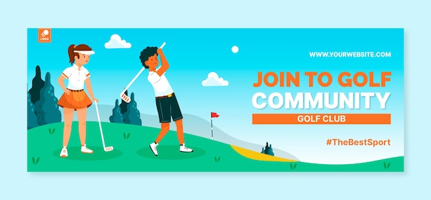 Vettore gratuito copertina facebook golf club disegnata a mano