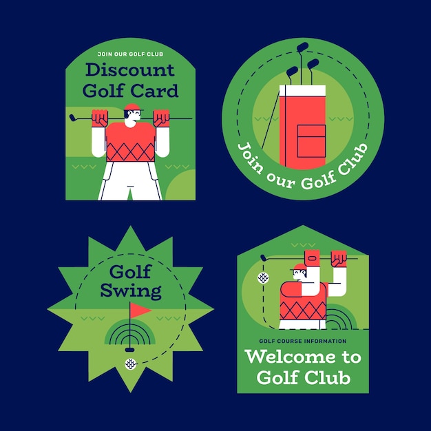 Free vector hand drawn golf club labels template