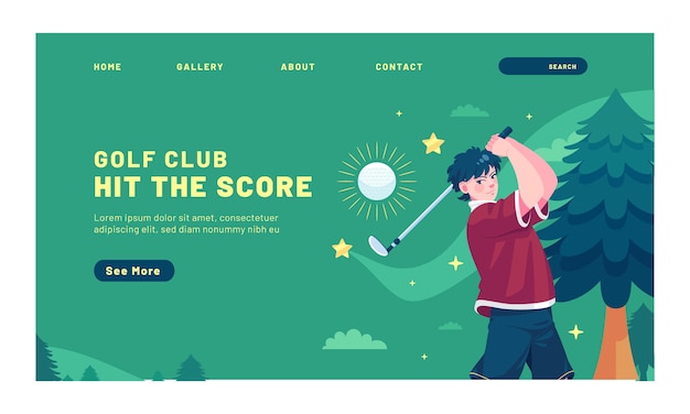 Нарисованная вручную целевая страница гольф-клуба