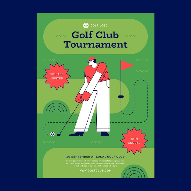 Free vector hand drawn golf club poster template