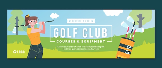 Hand drawn golf club twitter header template