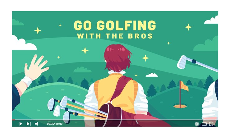 Free Vector hand drawn golf club youtube thumbnail