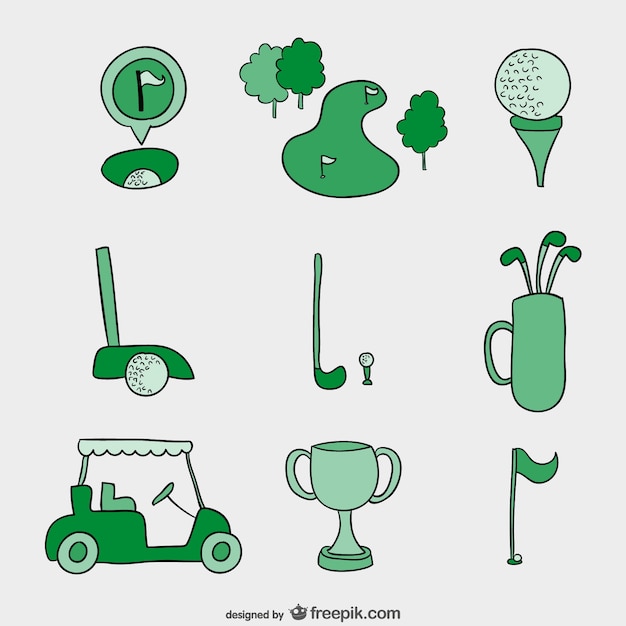 Free vector hand drawn golf vectors