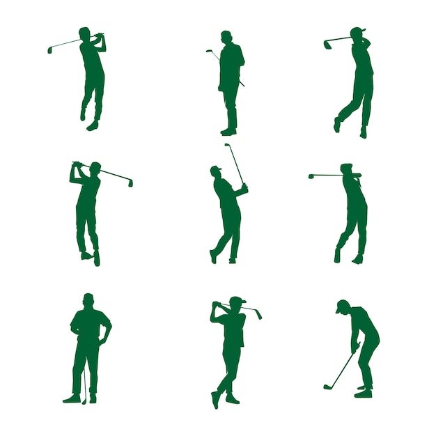 Бесплатное векторное изображение Ручной обращается силуэт игрока в гольф