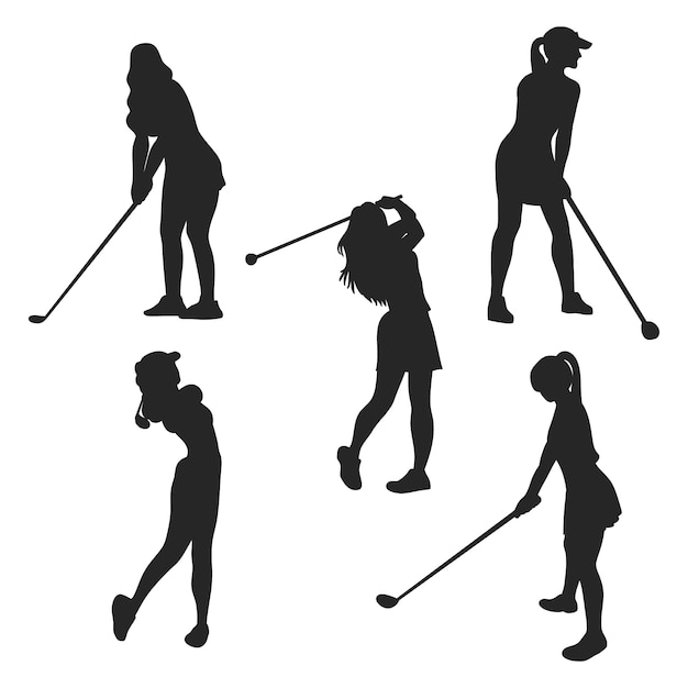 Hand drawn golfer silhouettes